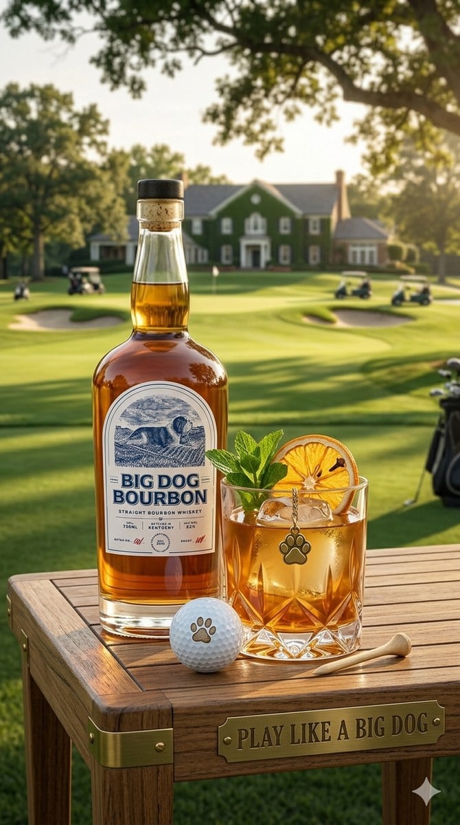Big Dog Bourbon on a golf course
